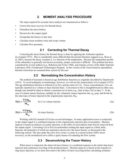 Tracer Interpretation Using Temporal Moments on a Spreadsheet G