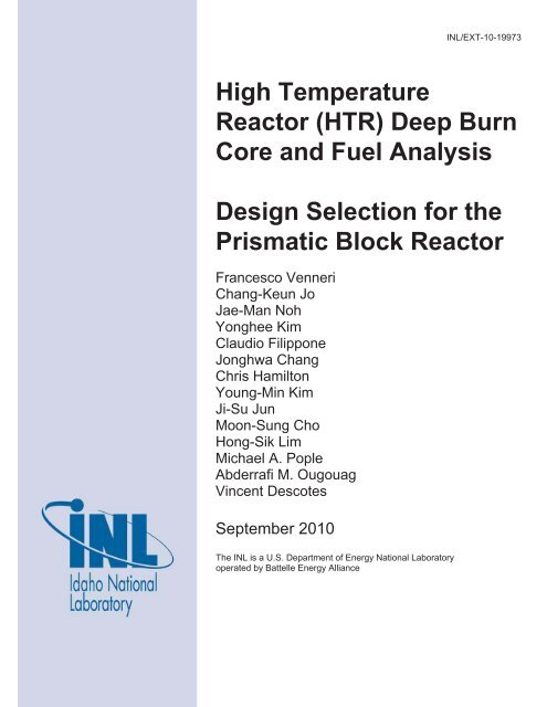 High Temperature Reactor Idaho National Laboratory