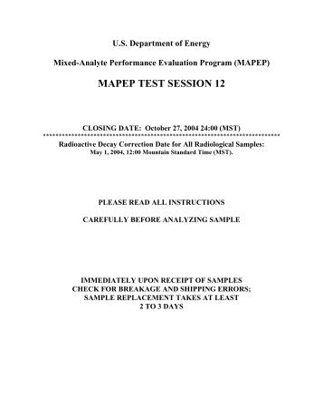 instructions for mapep test session 12 - Idaho National Laboratory