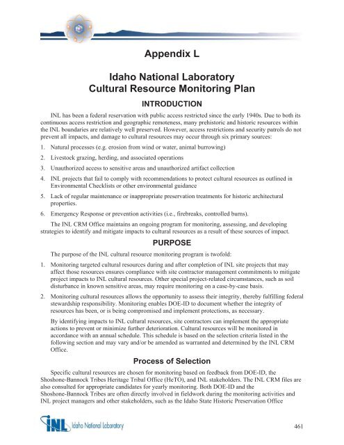 Idaho National Laboratory Cultural Resource Management Plan