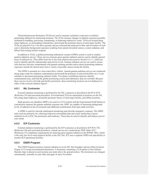 Idaho National Laboratory Environmental Monitoring Plan