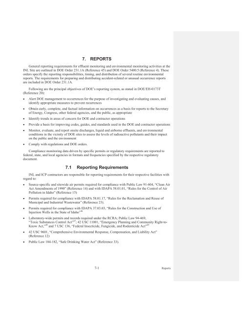 Idaho National Laboratory Environmental Monitoring Plan