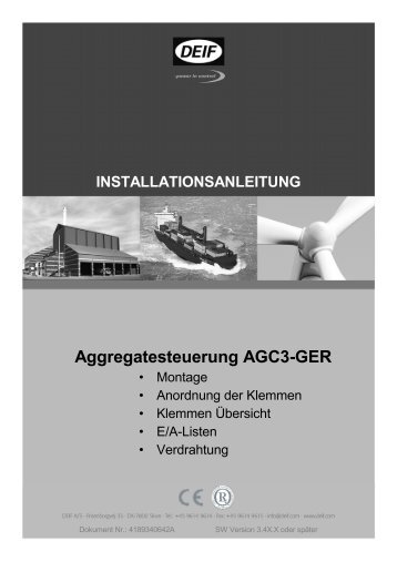 INSTALLATIONSANLEITUNG Aggregatesteuerung AGC3-GER