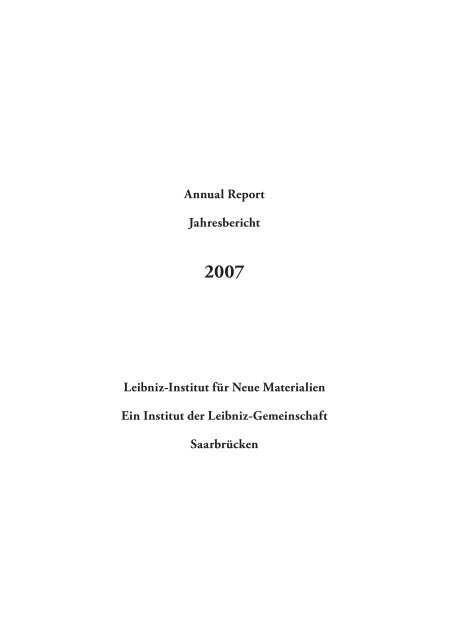 Annual Report Jahresbericht Leibniz-Institut fÃ¼r Neue ... - INM