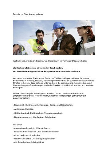 Ausbildung und Karriere - Bayerische Staatsbauverwaltung ... - Bayern