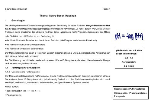 Thema: SÃ¤ure-Basen-Haushalt - Innere-Bamberg