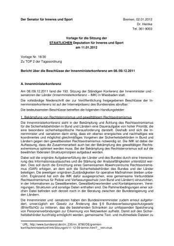 TOP 02 staatlich - IMK-BeschlÃ¼sse.pdf - Senator fÃ¼r Inneres - Bremen