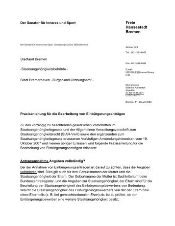 Praxisleitfaden Nr. 1-2008.pdf (37 kB) - Senator fÃ¼r Inneres - Bremen