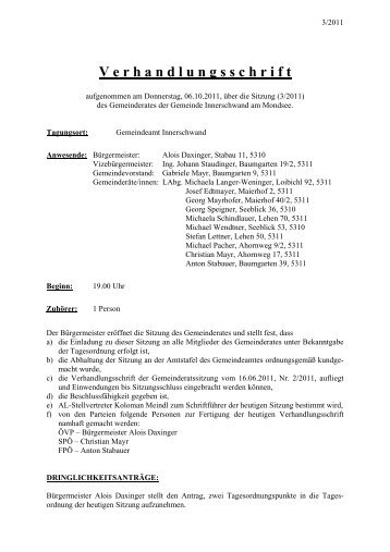 GR-Sitzung vom 06.10.2011 (51 KB) - .PDF - Innerschwand