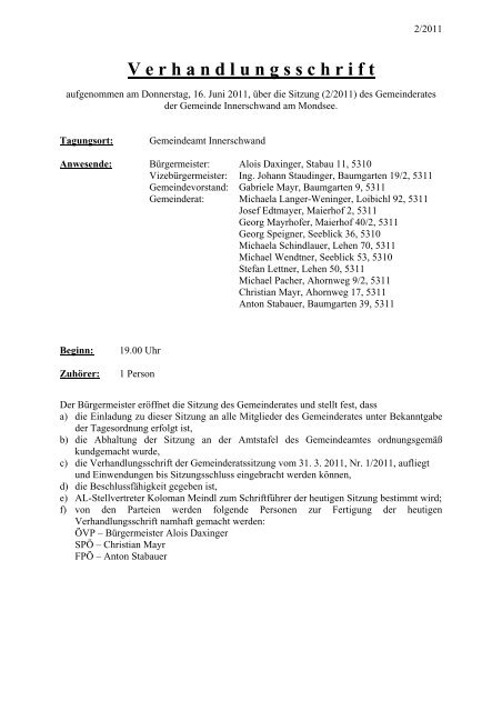 GR-Sitzung vom 16.06.2011 (50 KB) - .PDF - Innerschwand