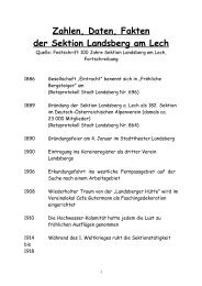 Zahlen, Daten, Fakten der Sektion Landsberg am Lech