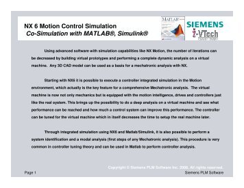 NX Motion Simulation with Matlab Simulink Co ... - inno-venture.com