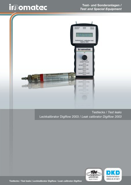 Testlecks / Test leaks Leckkalibrator Digiflow 2003 ... - Innomatec