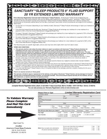 fill in warranty registration card below and mail to ... - InnoMax