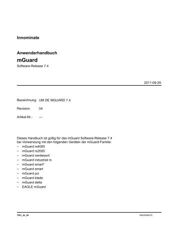 mGuard-Handbuch 7.4 - Innominate Security Technologies AG