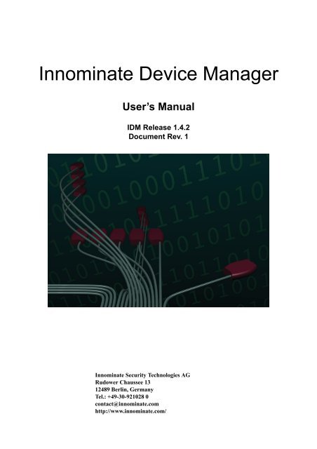 User Manual IDM V1.4.2 - Innominate Security Technologies AG