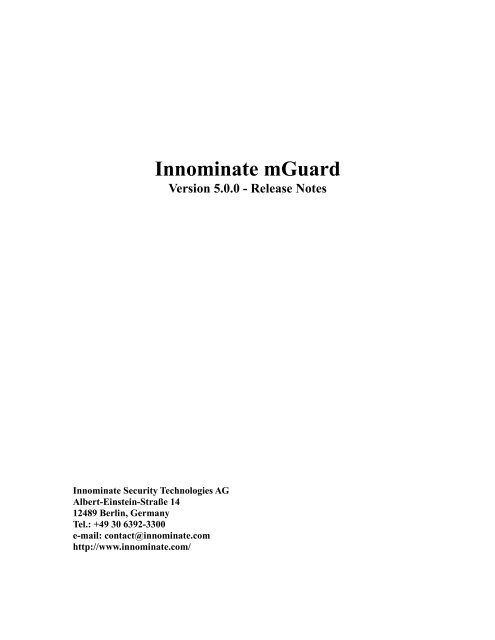 mGuard Dokumentation - Innominate Security Technologies AG