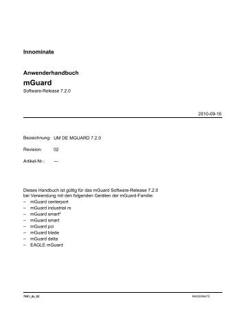 Handbuch mGuard V7.2.0 - Innominate Security Technologies AG