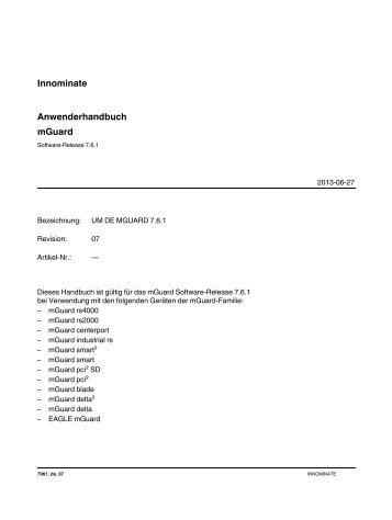 Handbuch mGuard v7.6 - Innominate Security Technologies AG