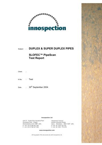 Super Duplex PipeScan - Innospection