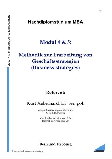 Modul 4 & 5: Methodik zur Erarbeitung von ... - Innopool AG