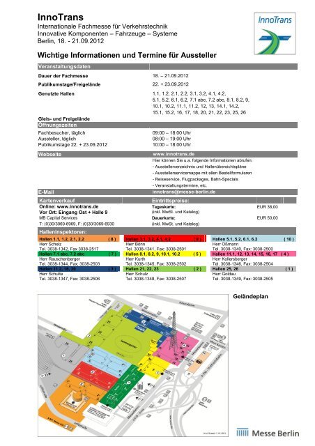 Informationen und Termine - InnoTrans