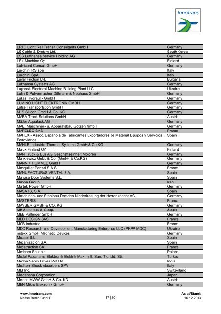 Ausstellerliste InnoTrans 2014 (PDF, 135,6 kB)