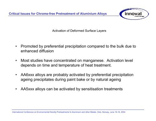 Critical Issues for Chrome-free Pretreatment of Aluminium Alloys