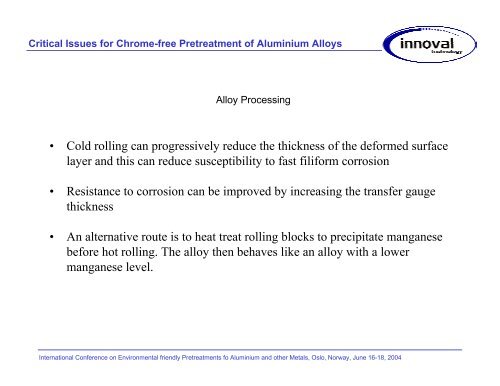 Critical Issues for Chrome-free Pretreatment of Aluminium Alloys