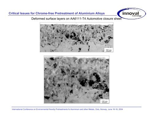 Critical Issues for Chrome-free Pretreatment of Aluminium Alloys