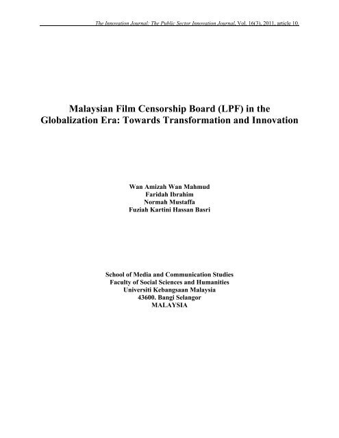 Malaysian Film Censorship Board (LPF) in the Globalization Era