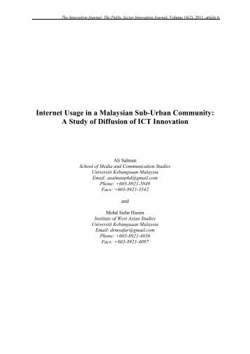 Internet Usage in a Malaysian Sub-Urban Community: A Study of ...