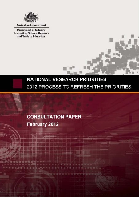 National Research Priorities - Department of Innovation, Industry ...