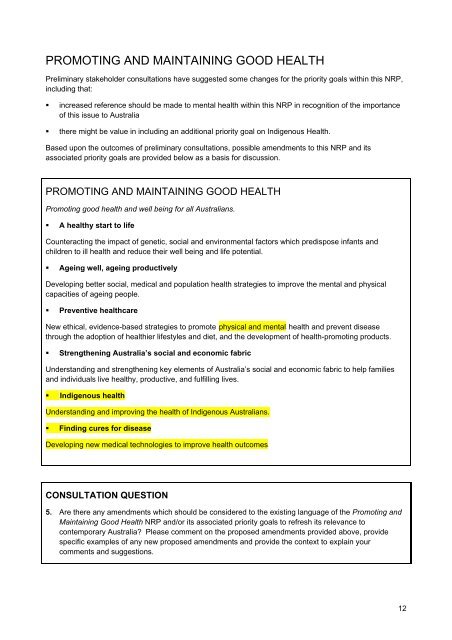 National Research Priorities - Department of Innovation, Industry ...