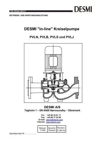 in-line Kreiselpumpe PVLN, PVLB, PVLS und PVLJ DESMI A/S