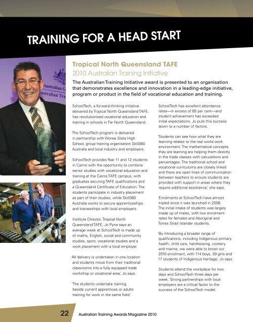 Australian Training Awards Magazine 2010 - Department of ...