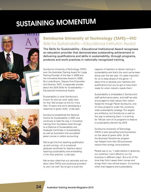 Australian Training Awards Magazine 2010 - Department of ...