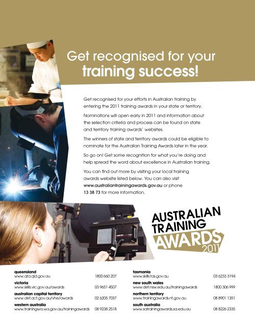 Australian Training Awards Magazine 2010 - Department of ...