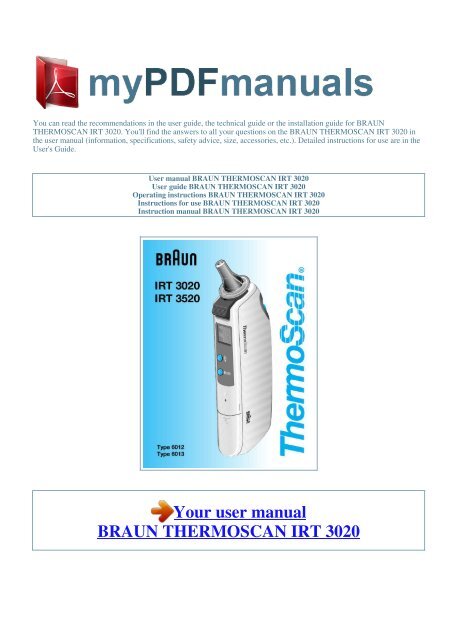 User manual BRAUN THERMOSCAN IRT 3020 - 1