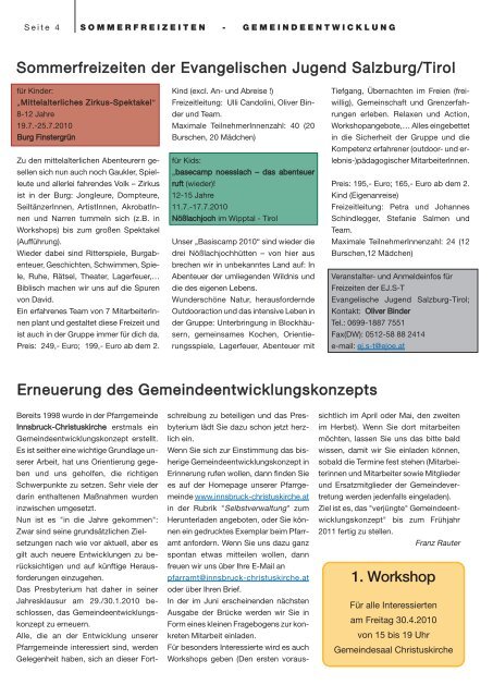 Nr. 37, März 2010 - Evangelische Pfarrgemeinde Innsbruck ...