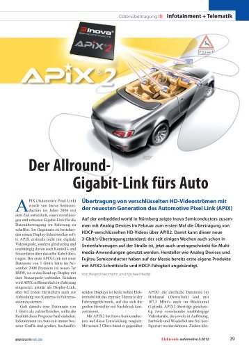 Der Allround- Gigabit-Link fÃ¼rs Auto - Inova Semiconductors