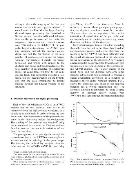 "Operation and performance of the NESTOR test detector" Nucl.Instr ...