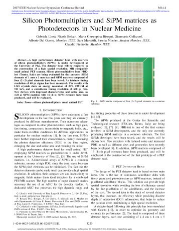 Silicon Photomultipliers and SiPM Matrices as Photodetectors in ...