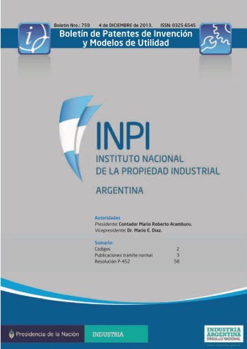 Boletín de Patentes de Invención y Modelos de Utilidad - Instituto ...