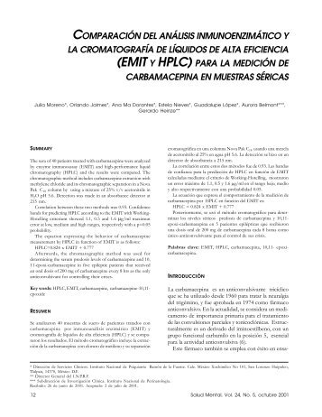 emit y hplc - Centro de DocumentaciÃ³n e InformaciÃ³n en PsiquiatrÃ­a ...