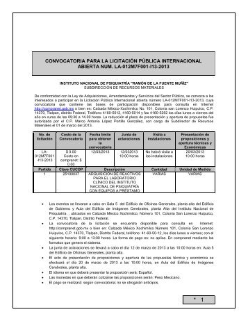 Convocatoria de la licitaciÃ³n pÃºblica internacional numero LA ...