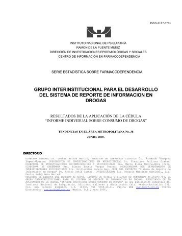 Reporte 38, Junio 2005 - Instituto Nacional de PsiquiatrÃ­a