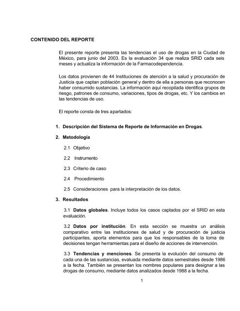 Reporte 34, Junio 2003 - Instituto Nacional de PsiquiatrÃ­a