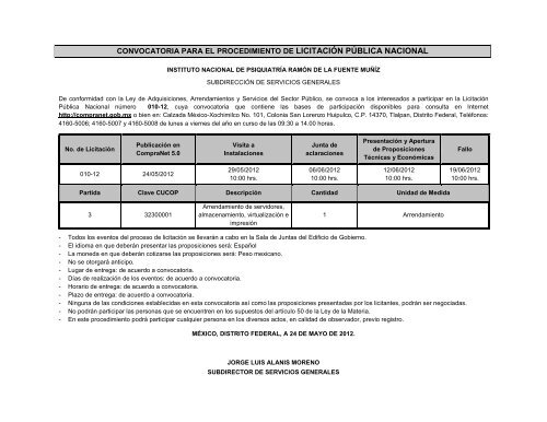 Convocatoria para el arrendamiento de servidores, almacenamiento ...