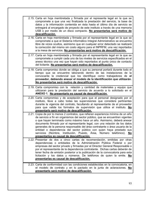 Convocatoria para el sistema informativo integral administrativo ...